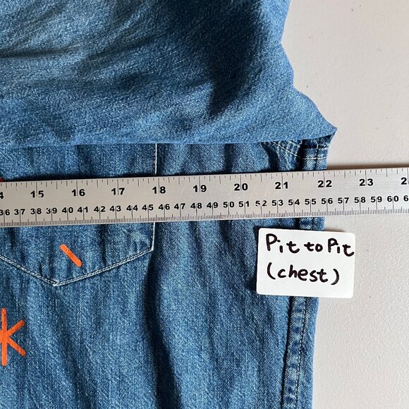 David Bowie Western Denim Snap Shirt By Mother Jeans - Men's Size M - Blue - Picture 8 of 12